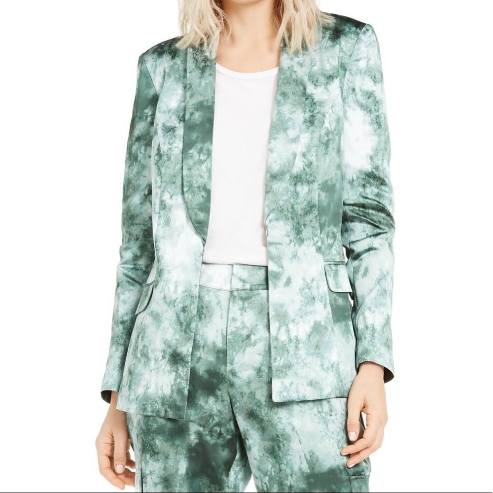 INC Tie-Dye Marble Print Satin Blazer